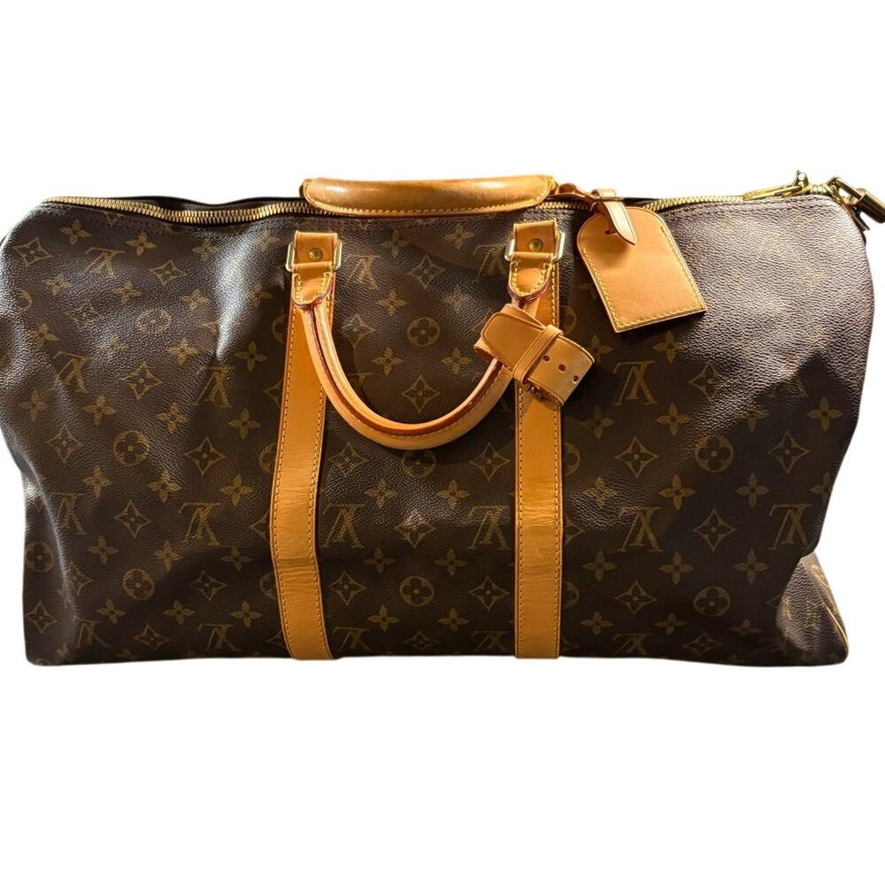 Louis Vuitton KeepAll 45 Monogram Canvas with poignant, Tag and Lock with Keys
